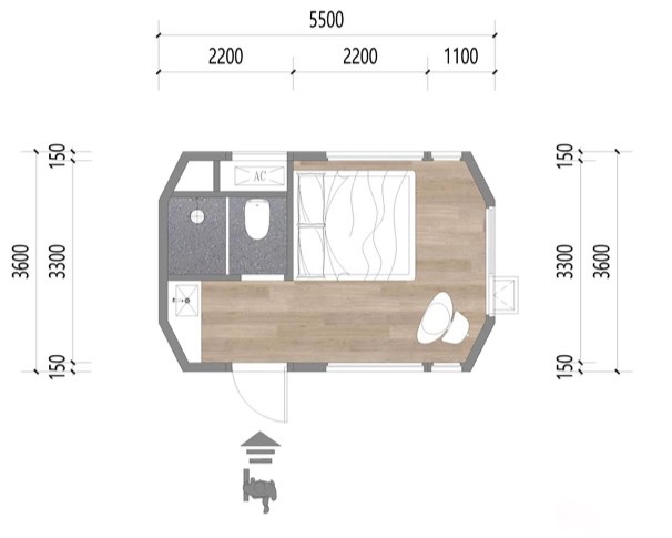 Example 19.8m2 layout