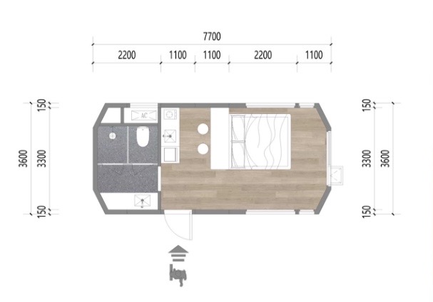 Example 27.7m2 layout